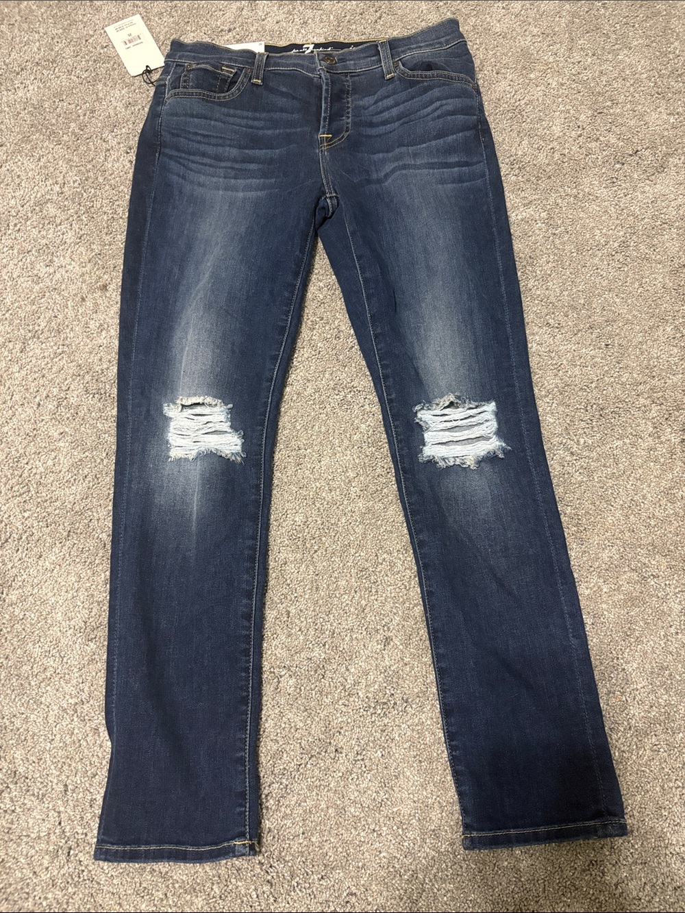7 For All Mankind Dark Blue Ripped Skinny Jeans NWT size 26